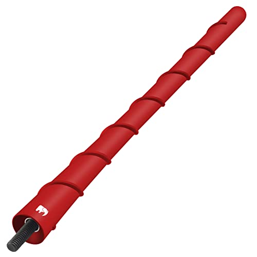 ONE250 8" inch Spiral Flexible Copper Core Antenna, Compatible with Mini Cooper - Cooper S, Convertible, Countryman, Clubman, Coupe or Roadster - Designed for Optimized FM/AM Reception (Red)