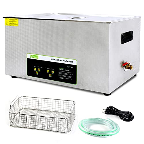 Ultrasonic Cleaner 30L, ONEZILI Industrial Large Heated Ultra Sonic Cleaner, 600W Carburetor Cleaner Machine with Drainage System for Metal Parts, Carburetor, Fuel Injector, Brass, Motor Repair Tools