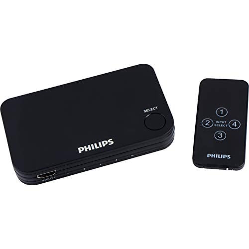 Philips 4 Device HDMI Switch 4k@60hz, Wireless Remote, Use with 4K Smart TV Roku Xbox PS4 Fire Stick PS5 Fire TV HDMI Switcher 4 in 1 Out PC, Ultra HD, HDCP 2.0, SWV9484B/27