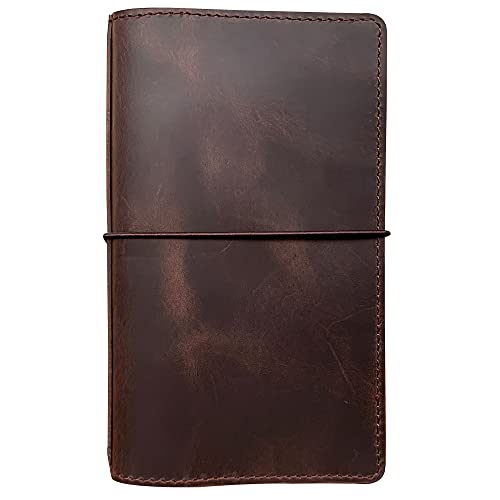 newestor Travelers Notebook Cover with Inner Pockets, Card Slots and Pen Holder, Standard Size, Dark Brown