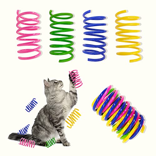 AGYM Cat Spring Toys, 20 Packs Spiral Spring for Indoor Cats, Colorful & Durable Plastic Spring Coils Attract Cats to Swat, Bite, Hunt, Interactive Spring Toys for Cats and Kittens
