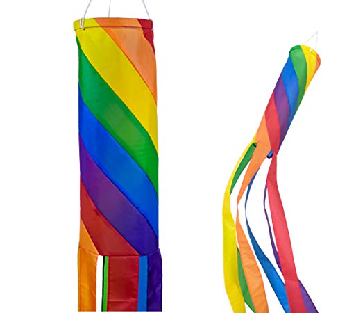 Madrona Brands Spiral Rainbow Windsock | Durable Outdoor Hanging Decoration | Yard, Garden, Deck, Patio and More | 60-Inch