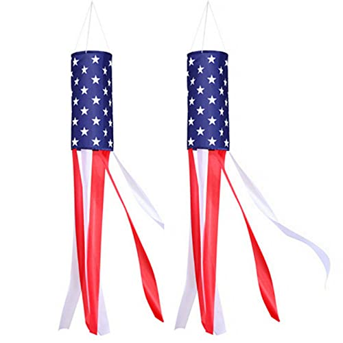 Jxystore American Wind Sock Heavy Duty, Patriotic WindSocks Outdoor Hanging Wind Sock Flag American USA Flag Windsock, 4th of July Patriotic Windsocks Outdoor Decorations 40 Inch 2Pack