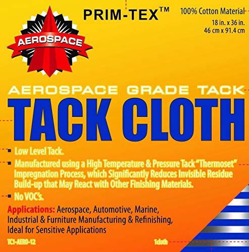Tack Cloth Aerospace Grade, 1 Piece Bag, 12 Bags Box, 18x36 Tack Rag for Automotive, Woodworking, Painting, Metal, Sanding, Cleaning, Dusting, Staining by PRIM-TEX