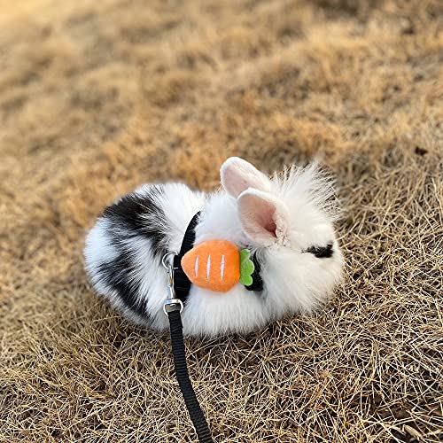 Adjustable Bunny Rabbit Harness and Leash Set, Small Pet Cute Vest Harness Leash for Safety Walking Running, Soft Harness Leash Fit Rabbit Bunny Guinea Pig Puppy Kitten Ferrets's Outdoor Cat Harness-S