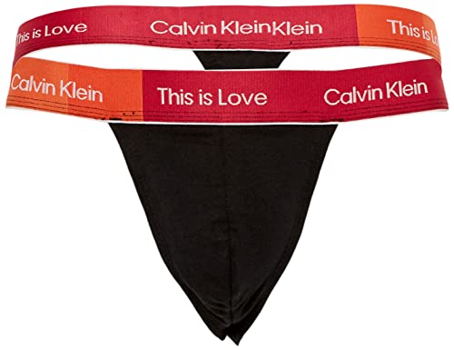 Calvin Klein Men's This is Love Pride Colorblock Cotton Underwear, Black Body W/Persian RED, L