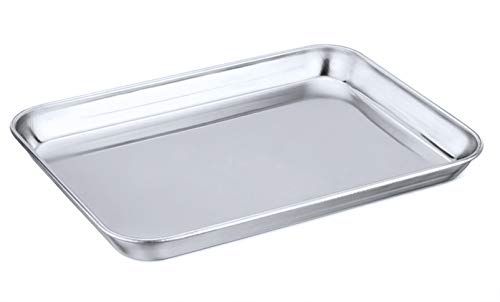 P&P CHEF Toaster Oven Tray, Stainless Steel Toaster Oven Pan, Rectangle 10.5''x8''x1'', Mirror Finish & Dishwasher SafeFit Small Toaster Oven