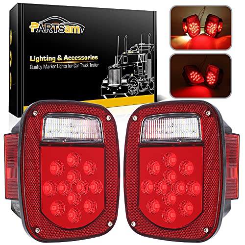 Partsam Square Rear Combination Tail Lights Lamps Assembly Compatible with 1979-2006 Wrangler TJ YJ CJ-5 CJ-7 Replacement Tail lamps Lights Assembly, Passenger Side and Driver Side