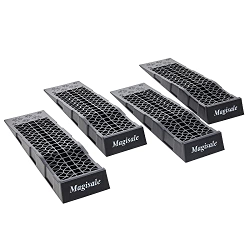 Magisale Low Profile Plastic Car Service Ramps 6 Ton Heavy Duty Truck Vehicle Ramps for Oil Changes& Maintenance- 4 Pack