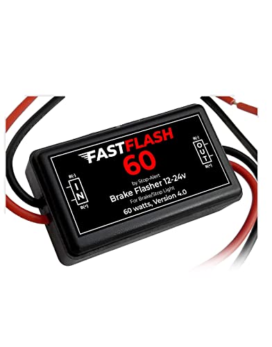 Stop-Alert FastFlash 60 Watts Brake Flasher Tail & Stop Light Strobe 50X Fastest Preprogrammed 3 Blink Pattern Sequence - LED & ANY OTHER BULB for Cars, Trucks, Motorcycles mount 5A 12-24V