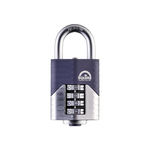 Squire Heavy Duty Padlock (Vulcan Combi 50) - Toughest Open Shackle - 4 Wheel Vulcan Padlock - Steel Cast Alloy for Corrosion Resistance - Weatherproof Lock for Home, School & Shed (Blue, 50 mm)