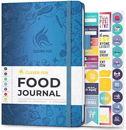 Clever Fox Food Journal - Daily Food Diary, Meal Planner to Track Calorie and Nutrient Intake, Stick to a Healthy Diet & Achieve Weight Loss Goals. Undated - Start Anytime. A5, Hardcover - Mystic Blue