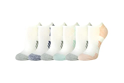 Amazon Essentials Women's Performance Cotton Cushioned Athletic No-Show Socks, 6 Pairs, White, 6-9