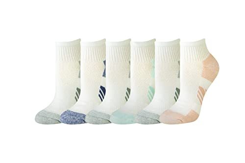 Amazon Essentials Women's Peformance Cotton Cushioned Athletic Ankle Socks, 6 Pairs, White, 6-9