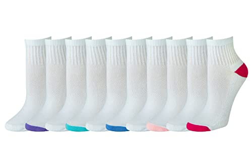 Amazon Essentials Women's Cotton Lightly Cushioned Ankle Socks, 10 Pairs, White, 8-12