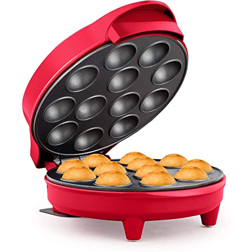 Holstein Housewares Cake Pop Maker, Red - Makes 12 Cake Pops, Non-Stick Coating, Perfect for Birthday and Holiday Parties