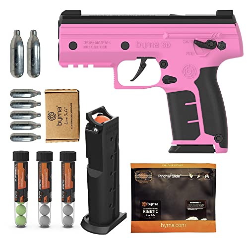 Byrna SD [Self Defense] Kinetic Launcher Ultimate Bundle - Non Lethal Kinetic Projectile Launcher, Home Defense, Personal Defense | Proudly Assembled in The USA (Pink)