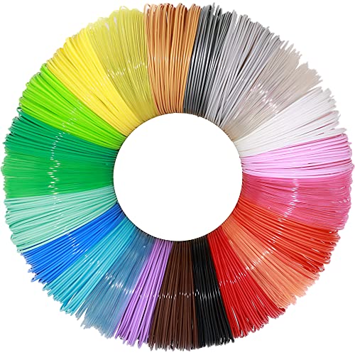 1.75mm 22 Mixed Colors 3D Printing PLA Filament Sample Refill Pack, Each Color 10ft, Total 220ft PLA Refills, Fit for Most 3D Printer & Normal 3D Pen, with Extra 2 Silicone Finger Caps by OEM MIKA3D