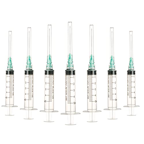 5ml Syringe with Needle 21 Gauge 1.5 Inch Luer Lock, Individually Wrapped (20 pack)