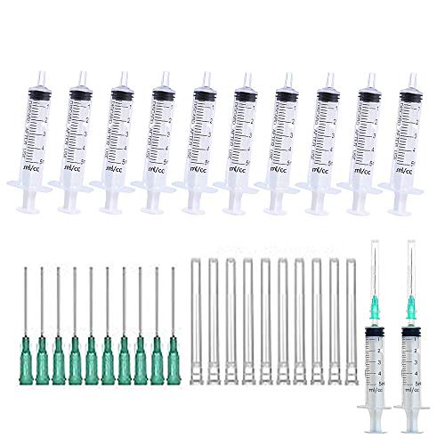 30Pcs 5ml Syringes with 21G Needles and Caps,Disposable Plastic Syringe for Industrial Use,Garden,Painting,Scientific Labs,with Measurement