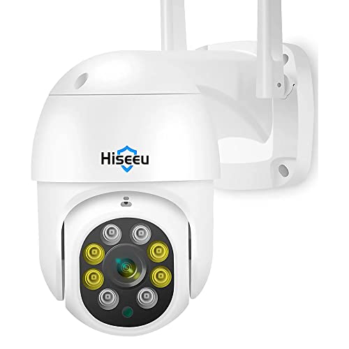 Hiseeu 2K 3MP PTZ Security Camera Outdoor,WiFi Camera, Auto Tracking&Light Alarm Floodlight & Color Night Vision,360 View,Two-Way Audio, Motion Detection,Compatible Wireless Camera System