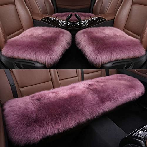 AOGELAN Fluffy Soft Genuine Sheepskin car seat Cover, Luxury Long Wool car Front Seat Cushions for Universal Vehicle, SUV, Jeep, Trucks ,Office Chairs (3pcs, Pansy Purple)