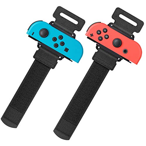 YUANHOT Upgraded Wrist Bands Compatible with Just Dance 2023 2022 2021 Switch, Adjustable Elastic Dance Straps Compatible with Switch & Switch OLED Controllers, 2 Pack for Kids and Adults - Black