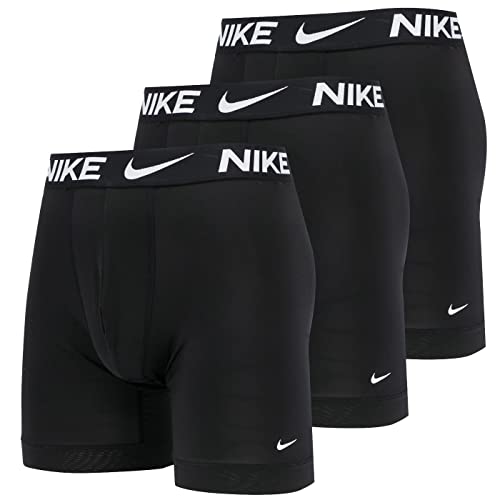 Nike Men`s Essential Micro Long Leg Boxer Briefs 3 Pack (Large, Black(KE1026-001)/W)