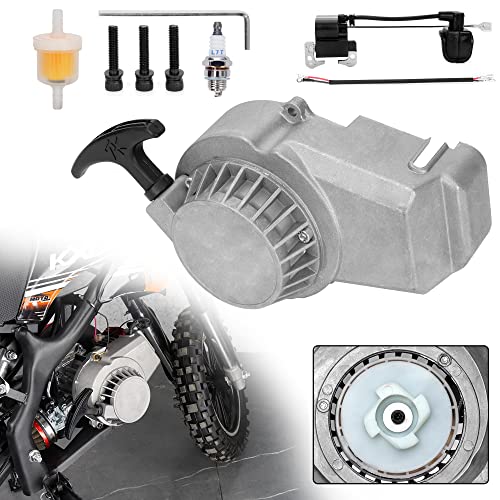 Recoil Starter Assembly Fits 2 Stroke Engine for 47cc 49cc SYX SSR Quad 4 Wheeler Motorcycle Pocket Bike Mini Bike-Silver