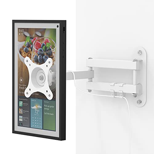 Laivli Wall Mount for Echo Show 15, with 15 Inch Extension Arm, Full Motion Adjustable - Rotate, Swivel, Tilt and Fold, Metal Echo Show 15" Wall Mounting Bracket, White