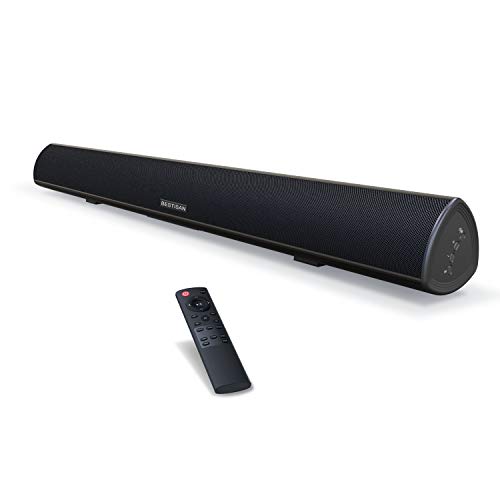 Bestisan Sound Bar, 100Watt Soundbar for TV, Wired & Wireless Bluetooth 5.0 Sound Bar(40 Inch, 6 Drivers, 105dB, Optical Cable Included, HDMI-ARC, Bass Adjustable and Wall Mountable)