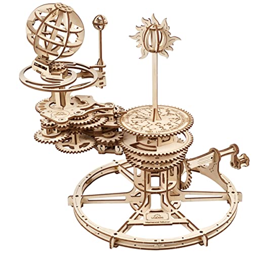 UGEARS Mechanical Tellurion 3D Puzzle Planetarium Solar System Model Kit for Self-Assembly Idea Earth and Moon Jigsaw 3D Wooden Puzzles for Adults Rotating Astronomy