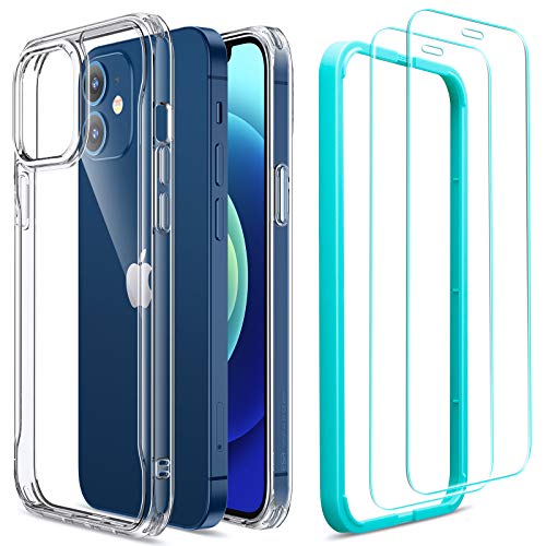 ESR Sidekick Series Compatible with iPhone 12 Mini Case with Screen Protectors, [2 Glass Screen Protectors] [Ergonomic Protective Case] [Shock-Absorbing Corners], 5.4-Inch, Clear