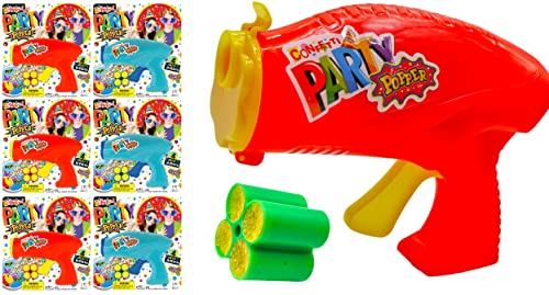 Confetti Party Poppers Gun Party Supplies (6 Packs) Reusable Multicolor Metallic Confetti Poppers Gun Confetti Gun, Party Favors or Kids and Adults Birthday Parties Crazy Hour Fun. Plus Sticker 955-6s