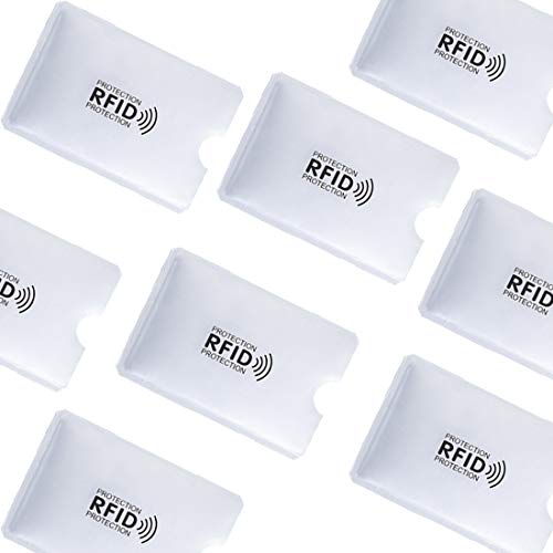 fancyfree RFID Blocking Sleeves, Identity Theft Prevention RFID Credit Card Holders, Smart Slim Design Card Covers, Perfect for Wallet, Puerse, Passport Holder (10 Packs-Silver Card Covers)