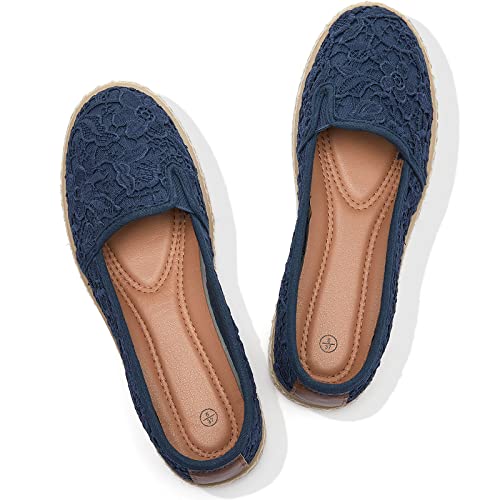 POVOGER Flats Shoes Women Slip On Shoes Womens Loafers Dress Shoes for Women Shoes Flats Comfortable(Navy Blue,US10)