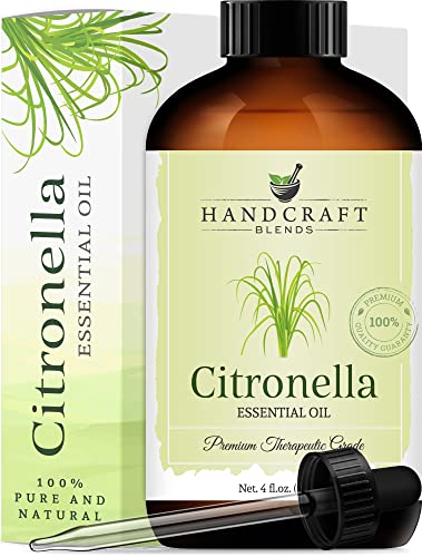 Handcraft Citronella Essential Oil - 100% Pure and Natural - Premium Therapeutic Grade with Premium Glass Dropper - Huge 4 fl. Oz