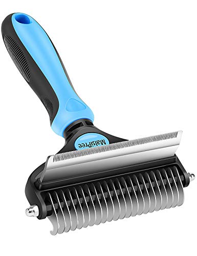 MalsiPree Pet Grooming Brush, 2 in 1 Deshedding Tool & Undercoat Rake Dematting Comb for Mats & Tangles Removing, Reduces Shedding up to 95%, Great for Short to Long Hair of Medium Large Dogs