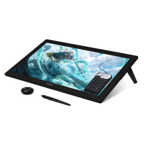 HUION Kamvas Pro 24 4K UHD Graphics Drawing Tablet with Full-Laminated Screen Anti-Glare Glass 140% sRGB - Battery-Free Stylus 8192 Pen Pressure and KD100 Wireless Express Key, 23.8 Inch Black