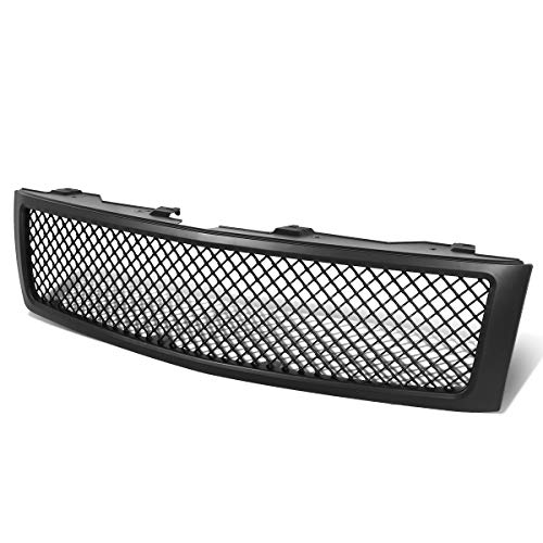 Front Upper Bumper Grille Grill Compatible with Chevy Silverado 1500 07-13, ABS Plastic, Mesh Style, Matte Black