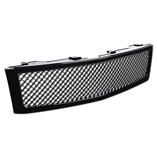 TLAPS 7422448866889 For Chevy Silverado 1500 2007-2013 Glossy Black Mesh Front Bumper Grill Grille