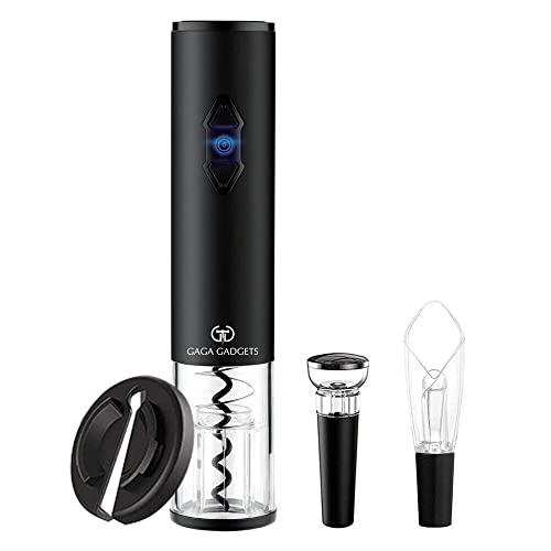 GaGa Gadgets Electric Wine Opener Set - Easy Wine Bottle Opener - Automatic Wine Corkscrew - Battery Operated Wine Set On The Go