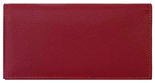 Red Basic Genuine Leather Checkbook Cover For Men & Women
