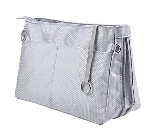 Vercord Expandable Nylon Handbag Purse Organizer Insert Liner Shaper Bag in Bag Beige Grey XLarge