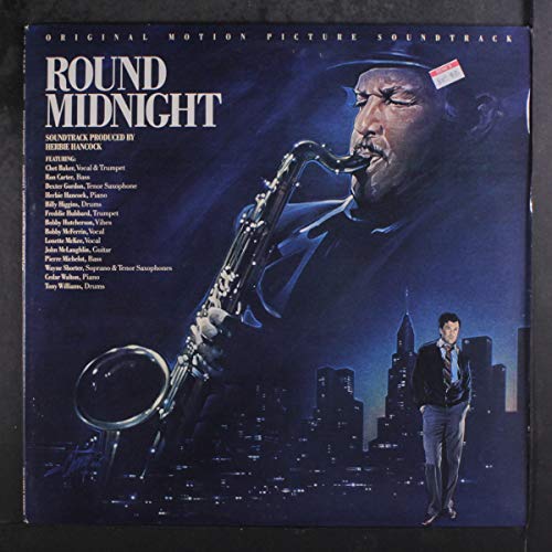 ROUND MIDNIGHT - vinyl lp. ORIGINAL MOTION PICTURE SOUNDTRACK - FEATURING CHET BAKER, VOCAL & TRUMPET - RON CARTER, BASS - DEXTER GORDON, TENOR SAXOPHINE, AND OTHERS.