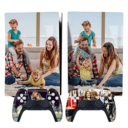 Personalized Custom Skin for PS5 Console Controller with Photos Pictures Customized Vinyl Sticker Decal Cover Compatible with Playstation 5(Disc Version)