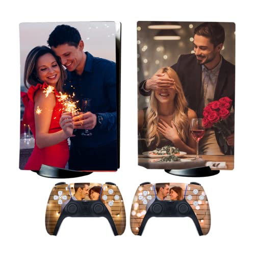 Personalized Custom Skin for PS5 Console Controller with Photos Pictures Customized Stickers Compatible with PS5 Digital Version and Disc Version