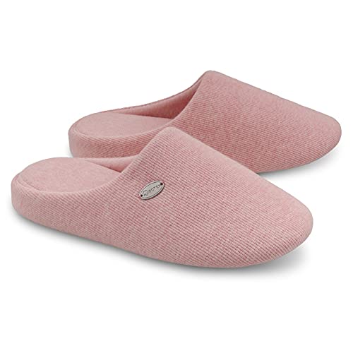 BCTEX COLL Soft Cotton Bedroom Slippers for Women with Technical Memory Foam Indoor House Slippers Dusty Pink, 7-8