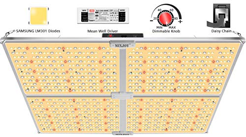 MIXJOY LED Grow Lights GL-4000d/450W Full Spectrum with Samsung LM301 LED Diodes&MeanWell Driver Daisy-Chain Dimmable Function for Indoor Hydroponic Plants (5x5ft Bloom &1212pcs LEDs)