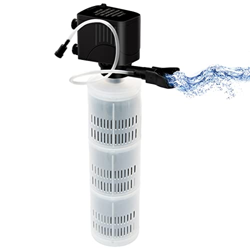 HIKPEED Aquarium Filter Fish Tank Filter, Submersible Aquarium Filter - Aquarium Filter for 55 Gallon 75 Gallon Fish Tank, 40 to 150 Gallon, Internal Filter for Aquarium with 3 Stages Filter Media